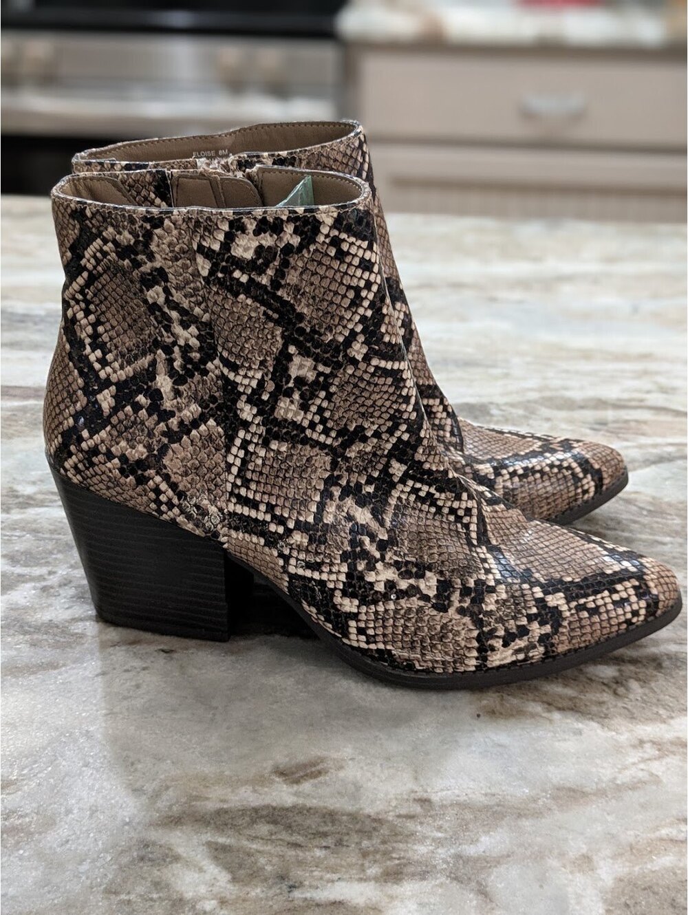 🪶 Kaari Blue Eloise Snakeskin Bootie (8M) | GUC | tan + brown snakeskin look